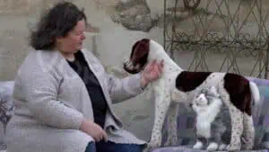 Hundetrainerin Anne Bigi demonstriert den Lama-Touch - Hey-Fiffi.com